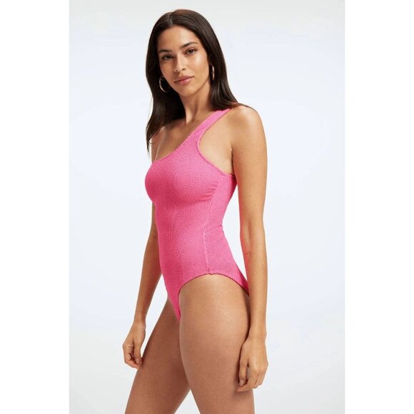 NWOT GOOD AMERICAN Always Fits Bright Pink Crinkle One Piece Swimsuit, Size 3/4 - Picture 3 of 16